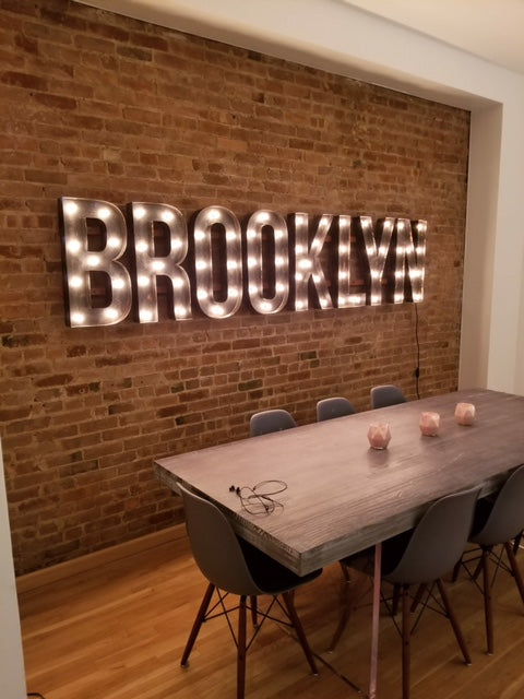 Illuminate Your Space with Weathered and Distressed BROOKLYN Sign: A Vintage Marquee Lights Project