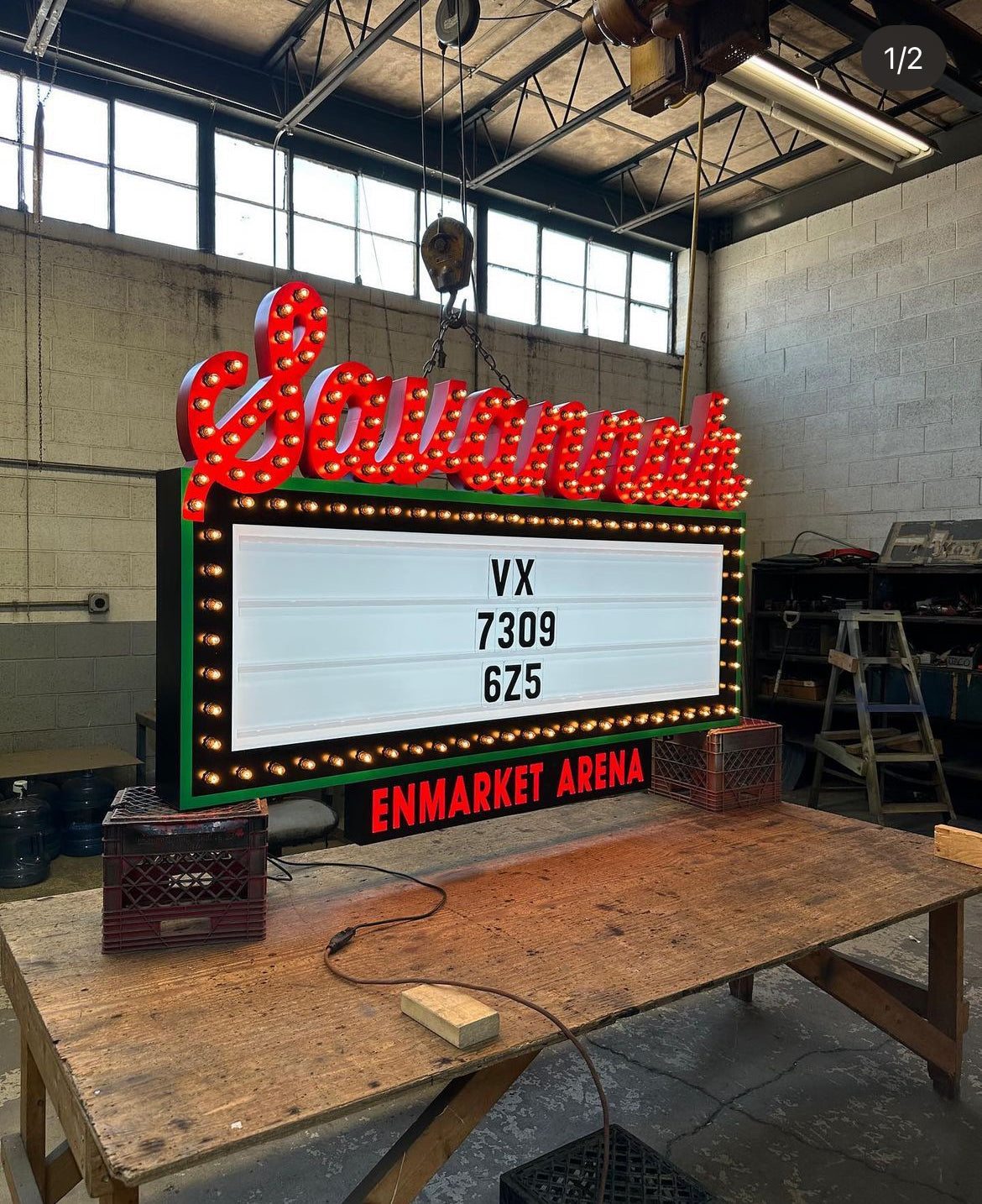 custom marquee sign theater marquee for the Enmarket Arena in Savannah GA