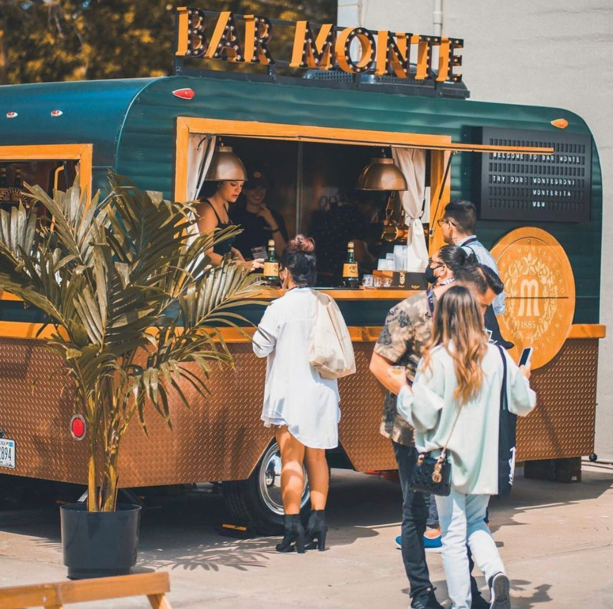 food truck food trailer custom sign folds down during travel