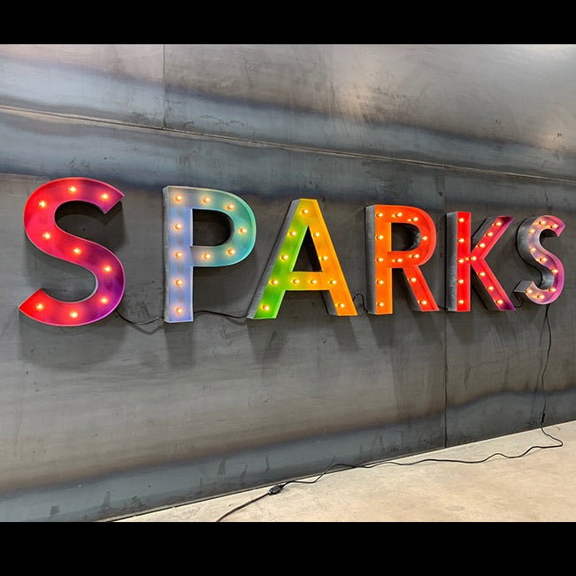 Multi-Colored Wall-Hanging Marquee Letters With Vintage Character