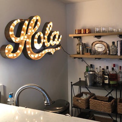 Warm Up Your Space with a Custom Hola Marquee Sign