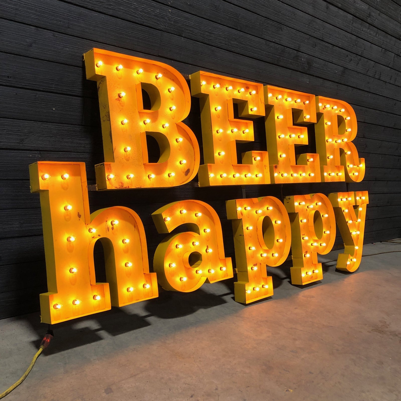 BEER Happy: Custom Wall-Hanging Marquee Letters for Crooked Hammock Brewery