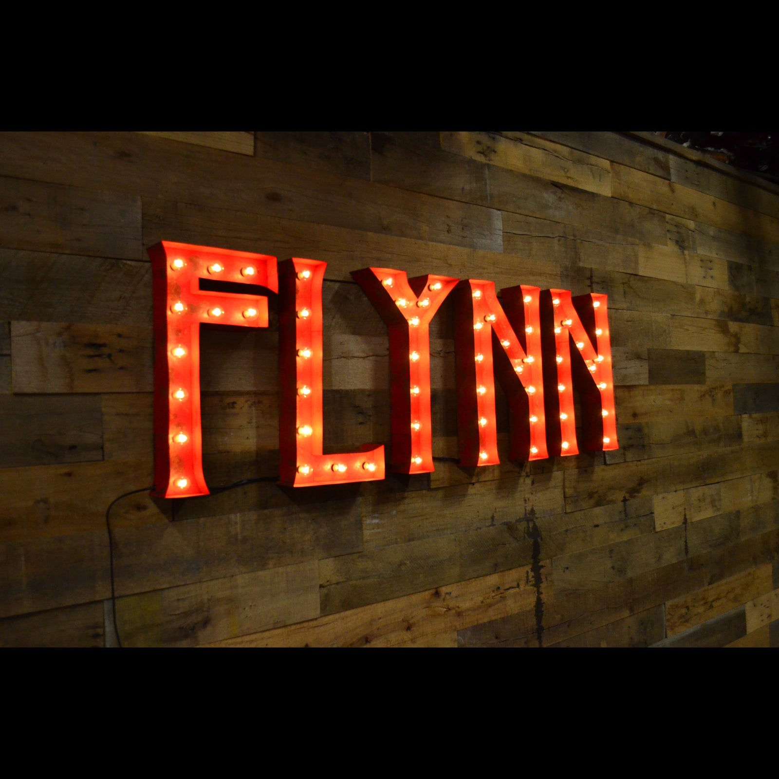 Custom Red Wall-Hanging Marquee Sign with Vintage Distressed Character