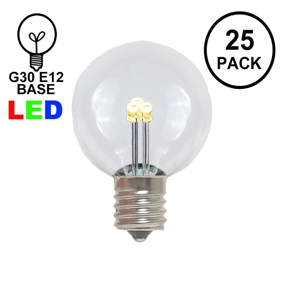 25 Pack LED G30 Globe Replacement Bulbs